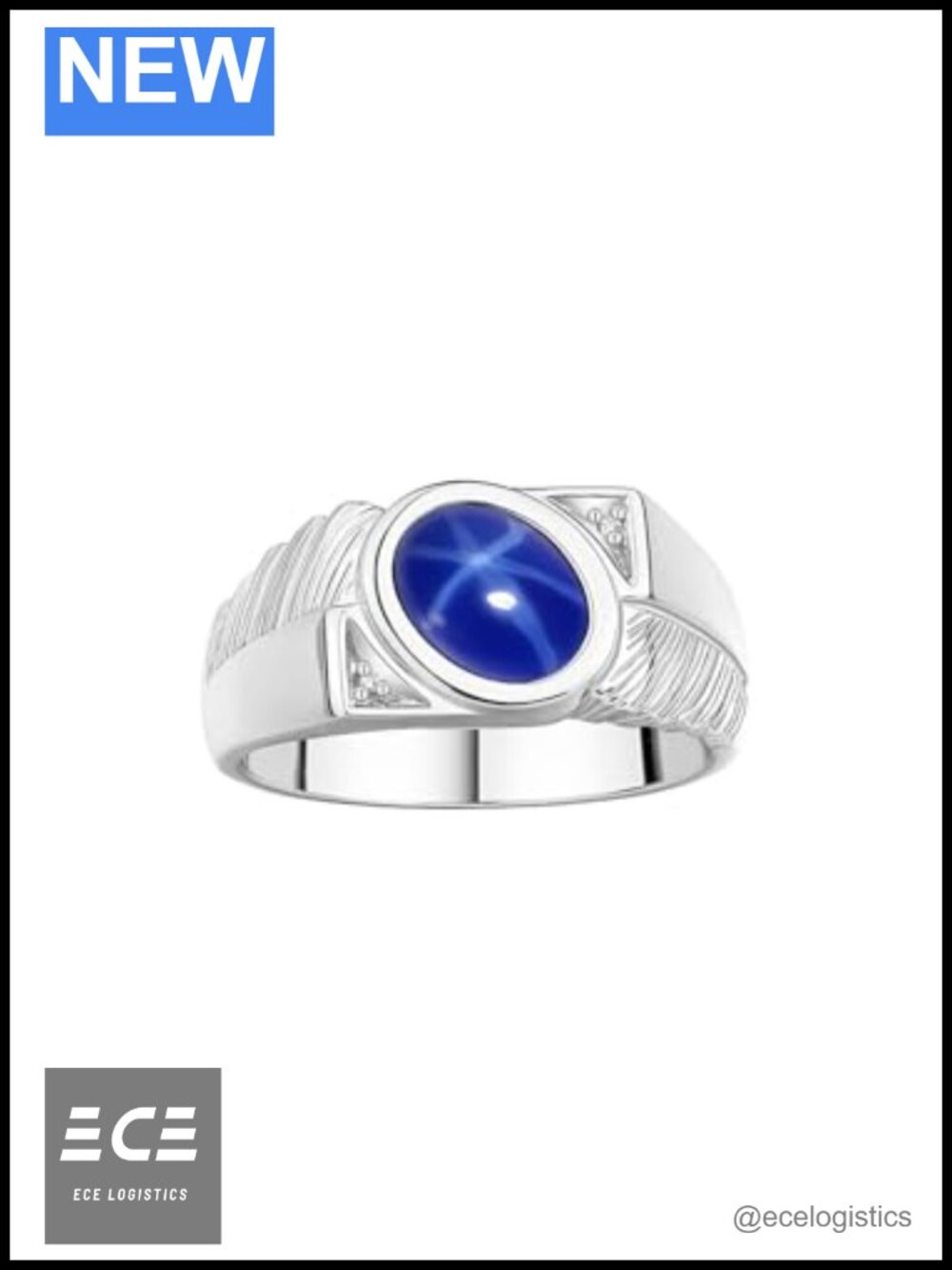Sterling Silver Oval Cabochon Gemstone Diamond Ring Designer Prong Set